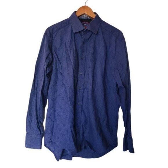 Robert Graham‎ Mens Button Up Shirt 100% Cotton Flip Cuff Blue Plaid L Large - Picture 2 of 11